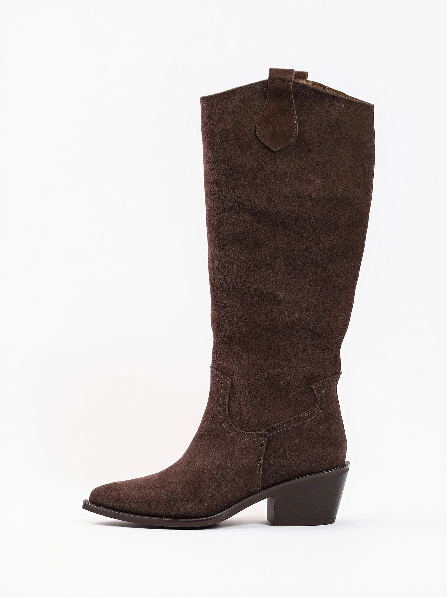 Сапоги-казаки бордового цвета из натуральной замшы